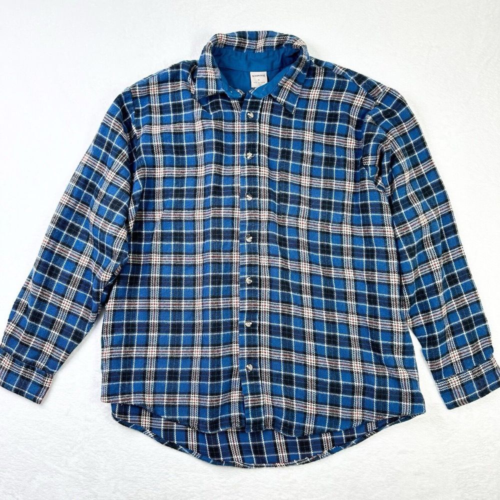 Windridge Flannel Shirt Mens XL Blue Plaid Long Sleeve‎ Casual Tartan